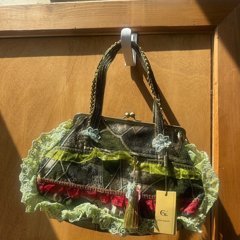 Vintage Chic Women's Bag with Ruffle  accents. Each one unique